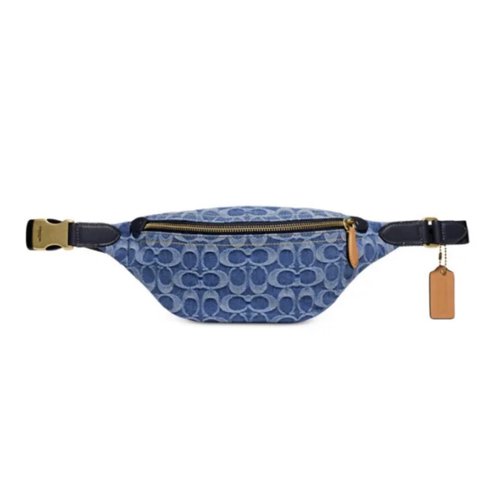 Coach Charter Men’s Washed Denim 7 In Signature Denim Belt Bag